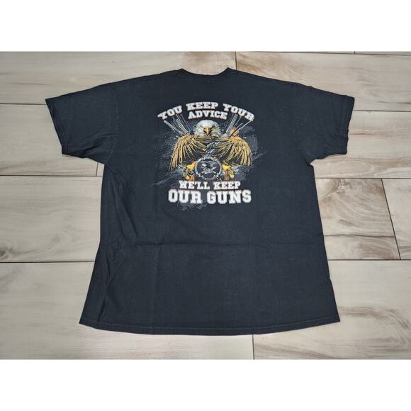 Vtg NRA National Rifle Association Shirt Men’s XL Black Double Sided Y2K Eagle - Picture 2 of 3